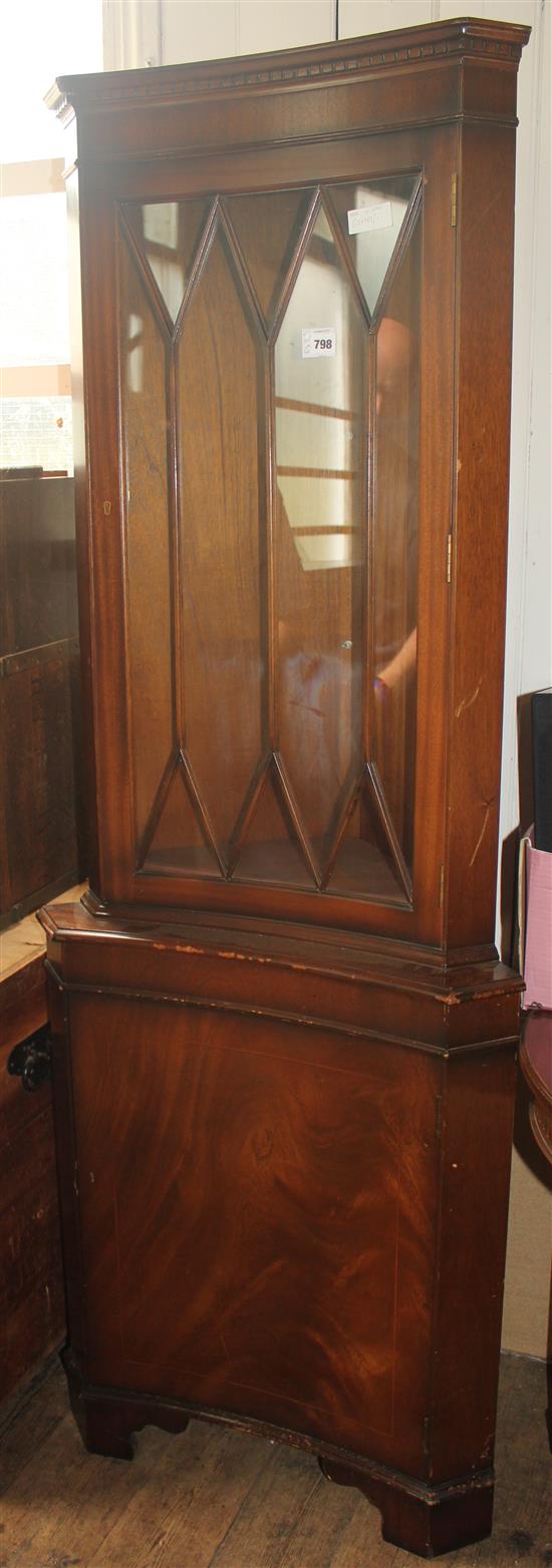 Standing glazed corner cupboard